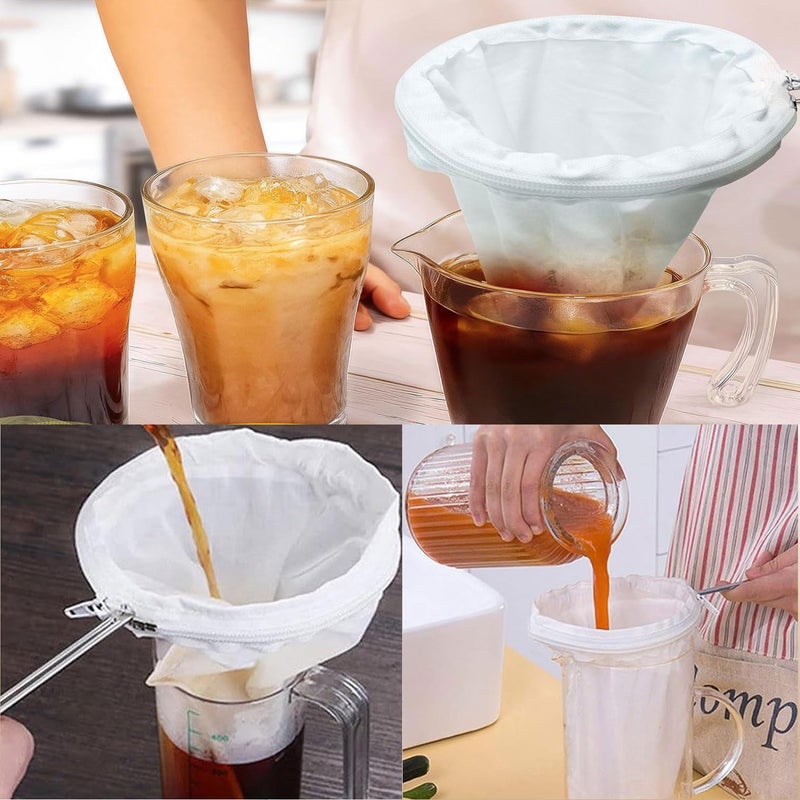 Daycount Large Thai Tea Filter, Natural Cloth Strainer Coffee Filter with Hanging Loop 9.5''x12.5'' for Restaurant Commercial use - Image 4